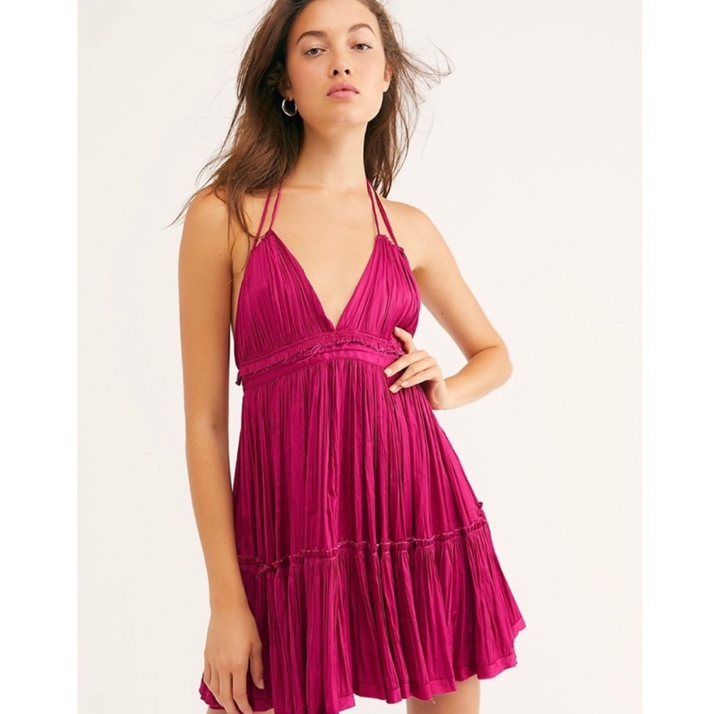 Free People’s 100 Days of Shine Mini Dress in Raspberry Size Large
